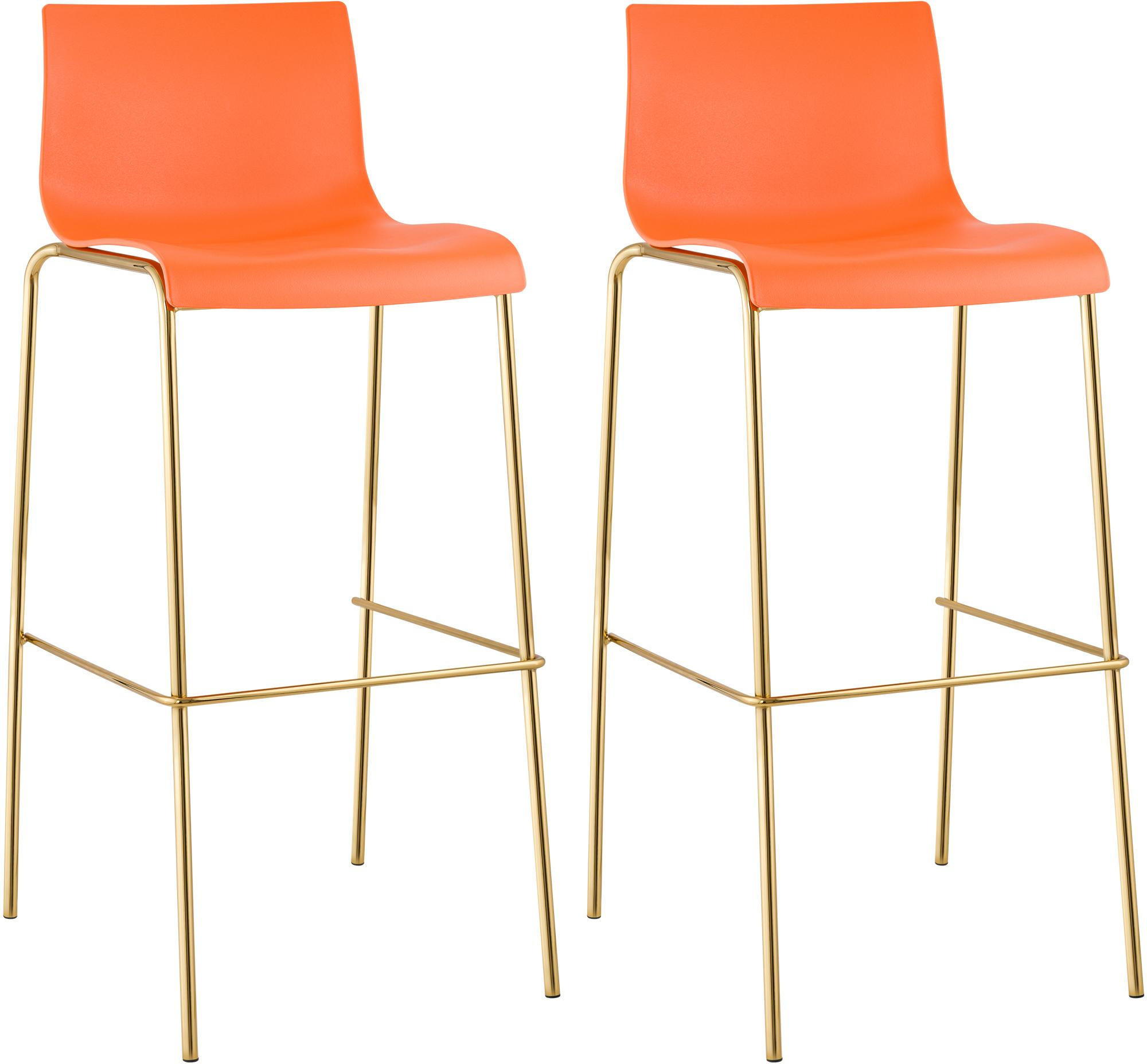 BARHOCKER 2er Set Kunststoff Orange - Goldfarben/Orange, Kunststoff/Metall (43/100/48cm) - CLP