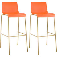 BARHOCKER 2er Set Kunststoff Orange - Goldfarben/Orange, Kunststoff/Metall (43/100/48cm) - CLP