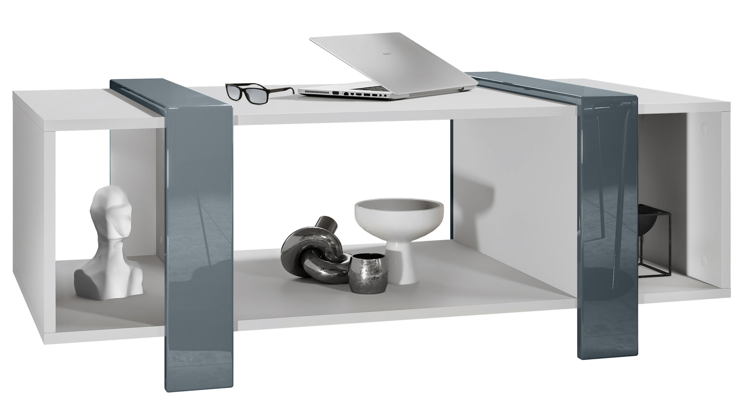 COUCHTISCH Ida Blenden in Grau Hochglanz - Grau, Holzwerkstoff (56.5/110.5/42cm) - Vladon