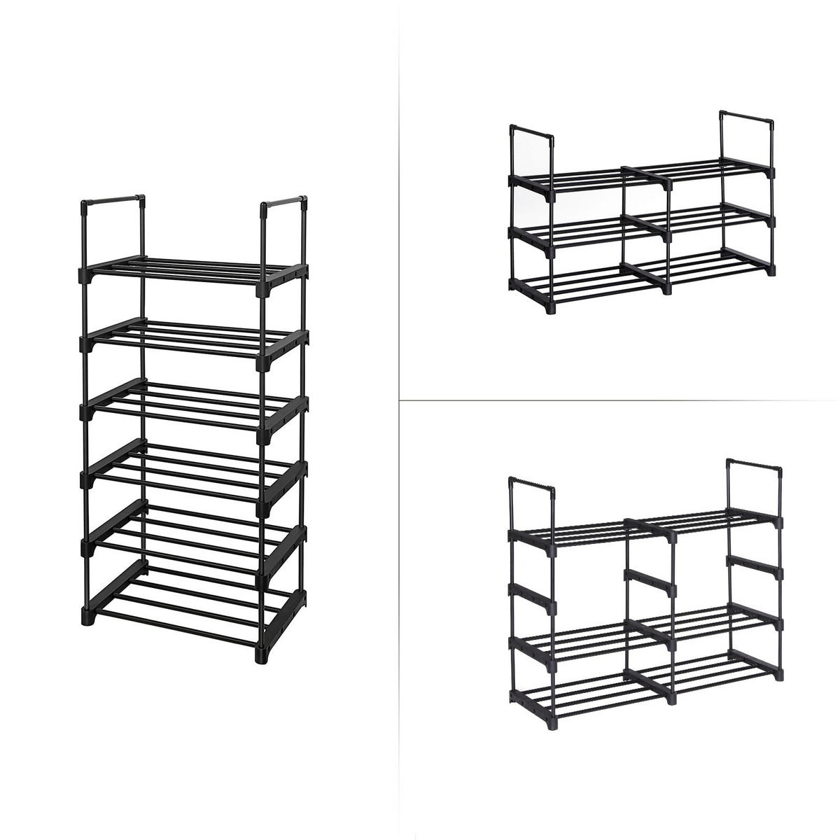 SCHUHREGAL, schwarz - Schwarz, Metall (45/106/30cm) - A2A Home