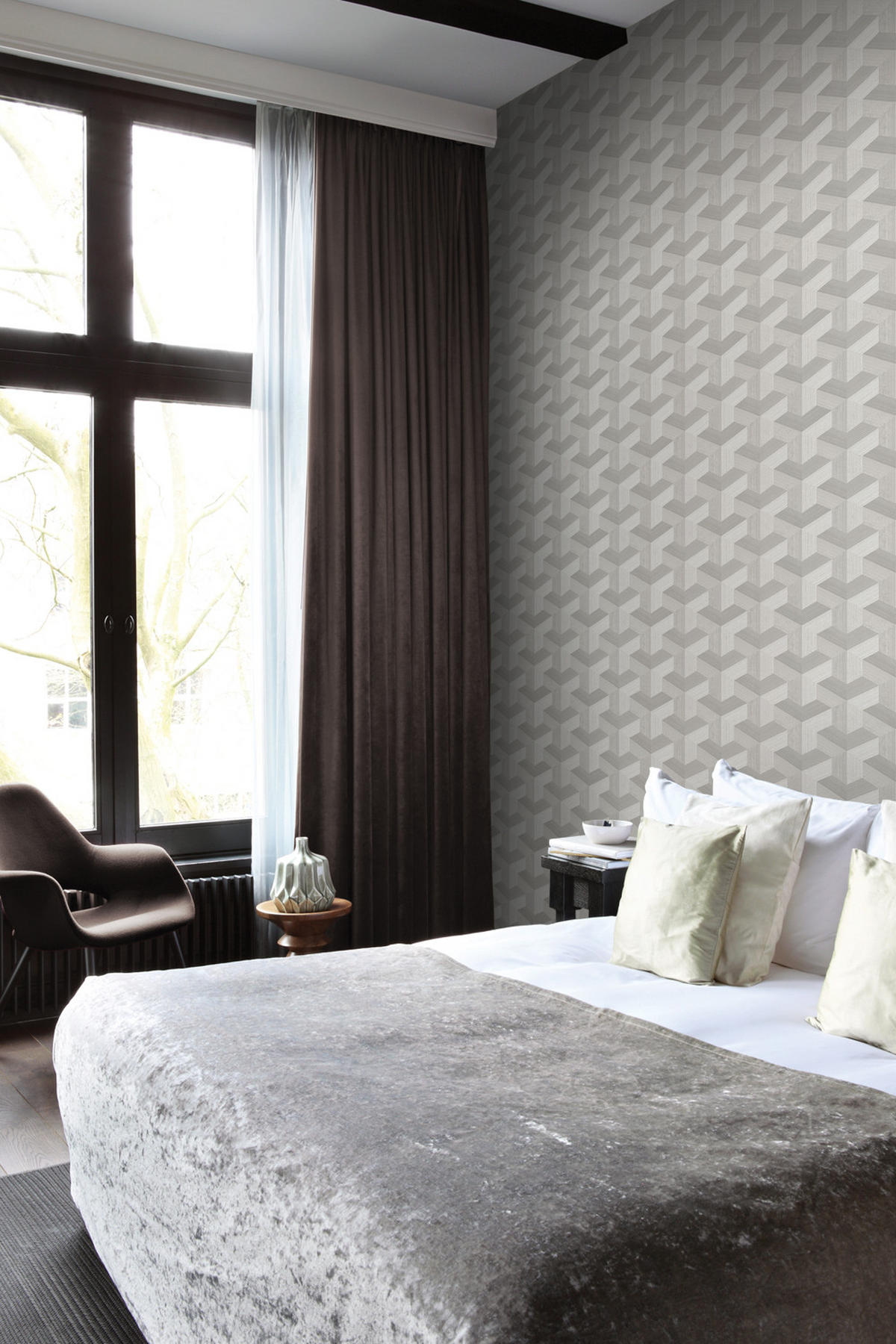 TAPETE 3D-Muster 50 x 900 cm - Grau, Papier (50/900cm) - Origin Wallcoverings