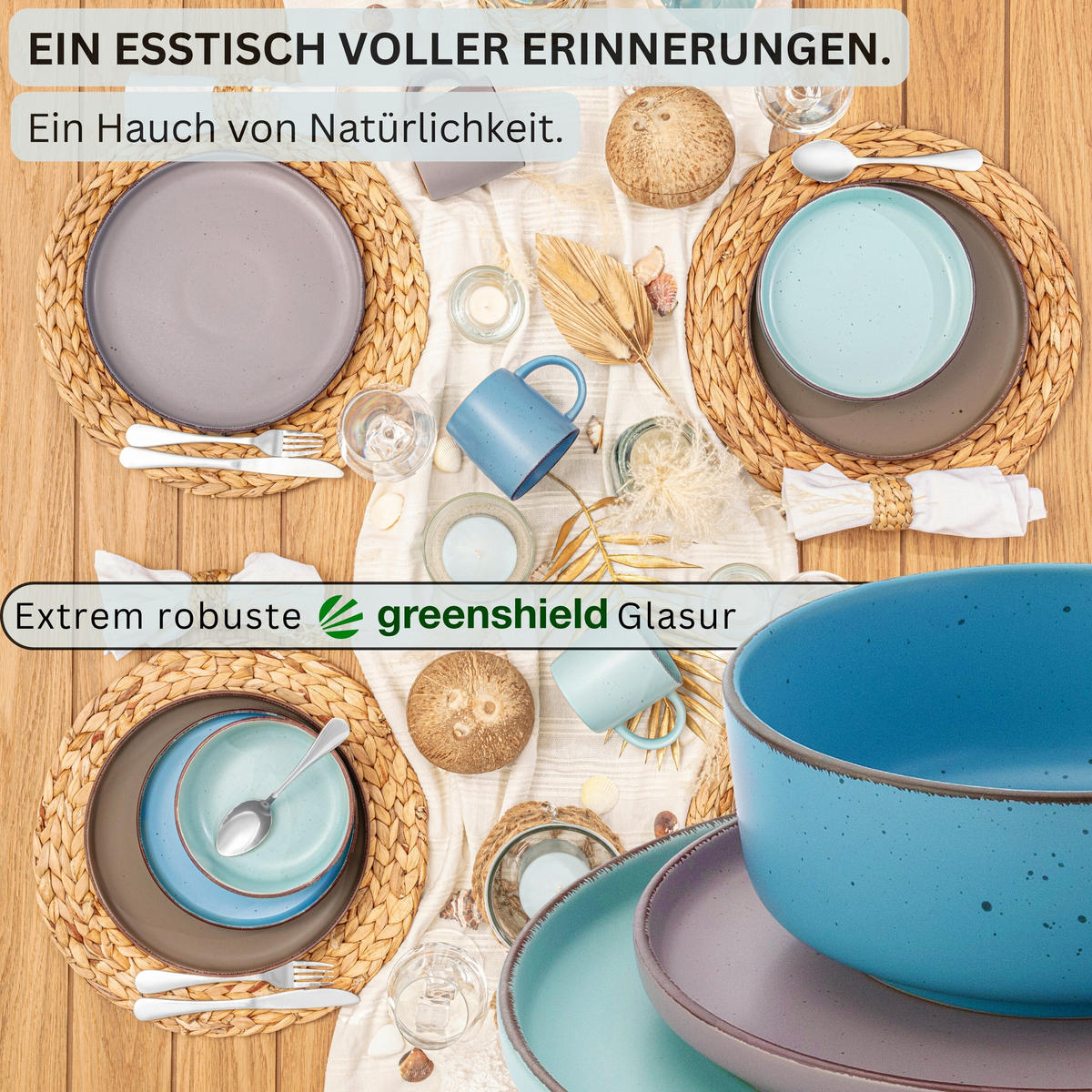 TAFELSERVICE BOMBAY MEERESBODEN - 16 tlg aus Steingut - Multicolor, Stein (27/9.5/27cm) - Sänger