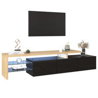 TV-ELEMENT mit LED 197,5 cm Schwarz Holzoptik - Schwarz, Glas (39/42/197.5cm) - Beauniv