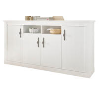 SIDEBOARD weiß Pinie Landhaus, Kommode 201 cm, Soft-Close-Funktion - Weiß, Holzwerkstoff/Kunststoff (200/104/45cm) - Furn.Design