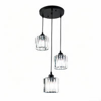 PENDELLEUCHTE Schwarz Modern 3-flammig, Kristall Innenleuchte - Schwarz, Naturmaterialien (15/13/50cm) - Weltevree