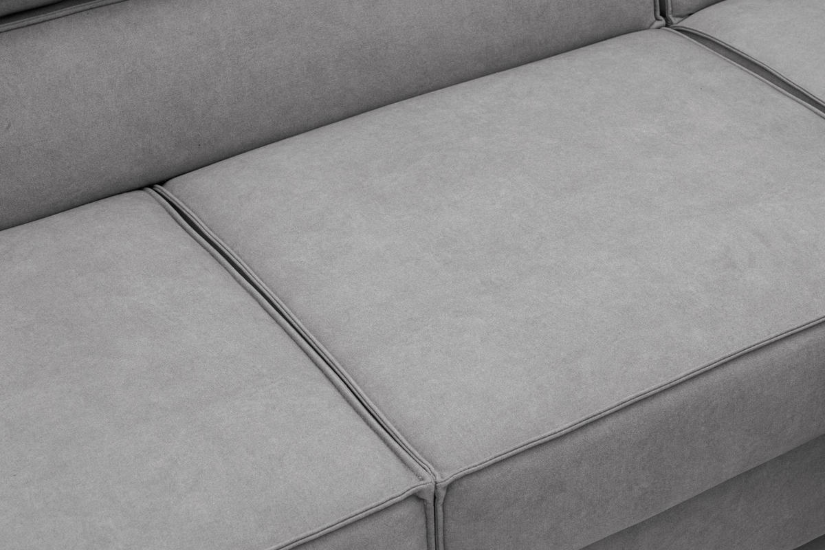 ECKSOFA PURE U Rechts mit Schlaffunktion 127x270 Velours Hellgrau - Hellgrau/Schwarz, Holz/Textil (204/340cm) - Muffo