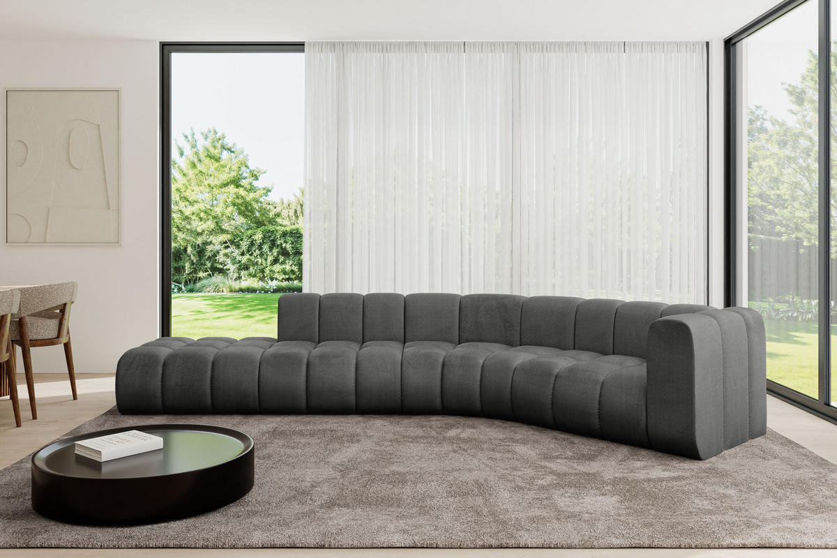 ECKSOFA modulares Sofa Tilmo-L1 - 399x194x70 cm Dunkelgrau - Dunkelgrau, Holzwerkstoff/Textil (399/194cm) - ALTDECOR