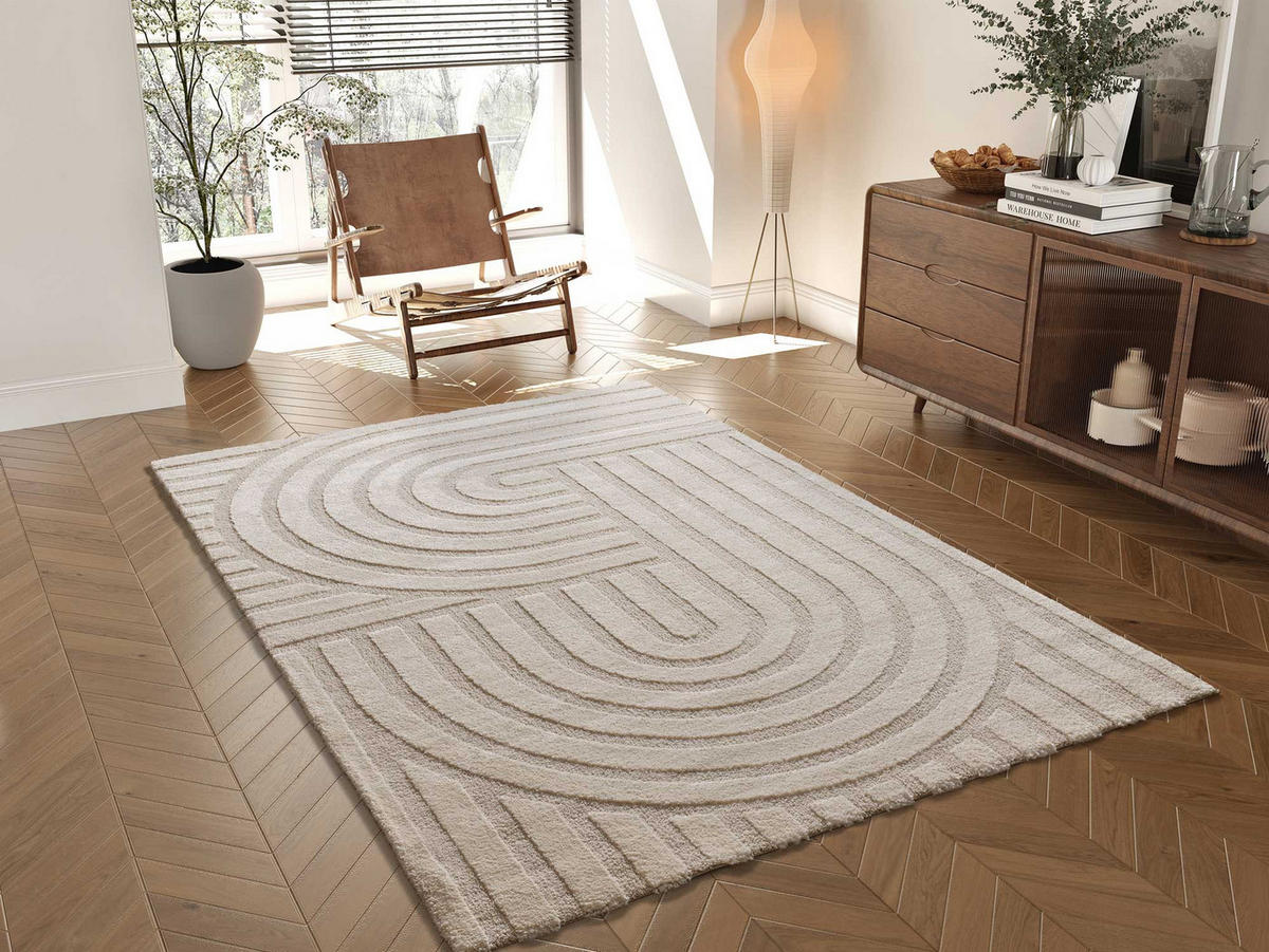 WEBTEPPICH Mit Relief In Weiß Snowy 120/170 cm - Weiß, Naturmaterialien/Textil (120/170cm) - Atticgo
