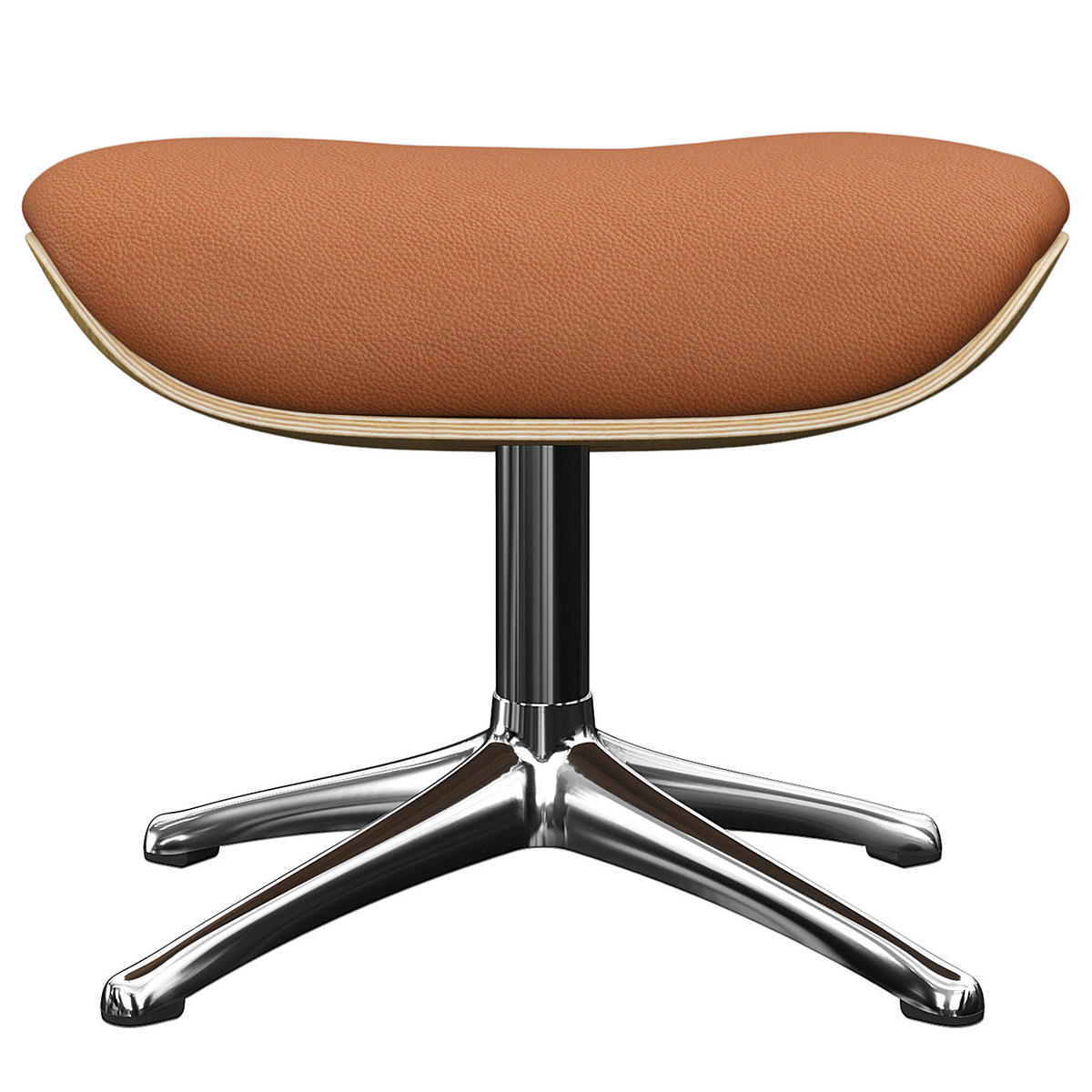 POLSTERHOCKER - Echtleder - Kastanienfarben/Chromfarben, Leder/Metall (49/39/44cm) - home24