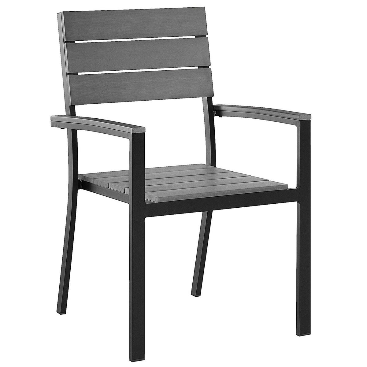 GARTENMÖBEL SET 6-Sitzer Kunstholz grau/schwarz Como - Schwarz/Grau, Kunststoff - Beliani