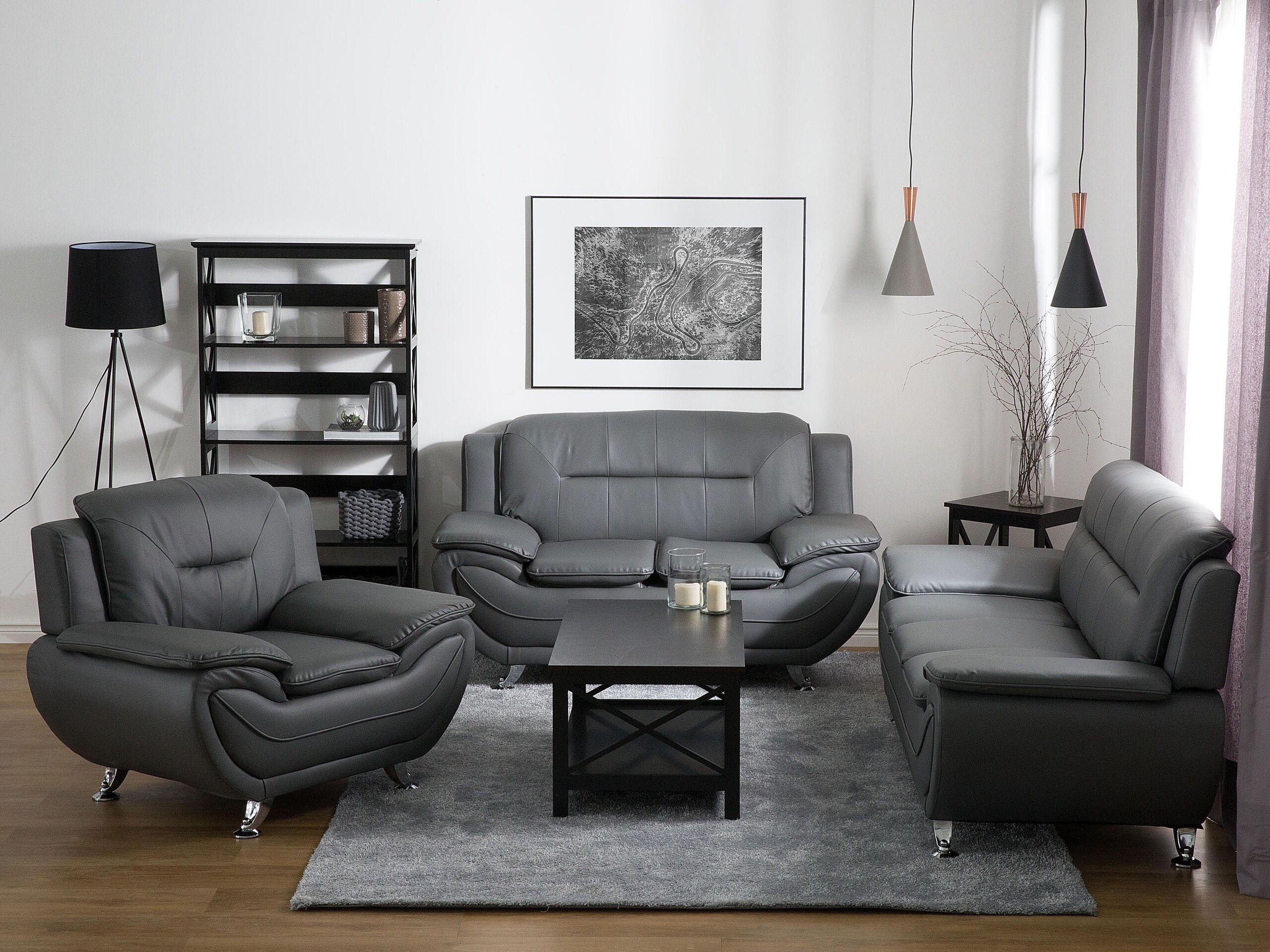 Beliani 3-SITZER-SOFA Grau