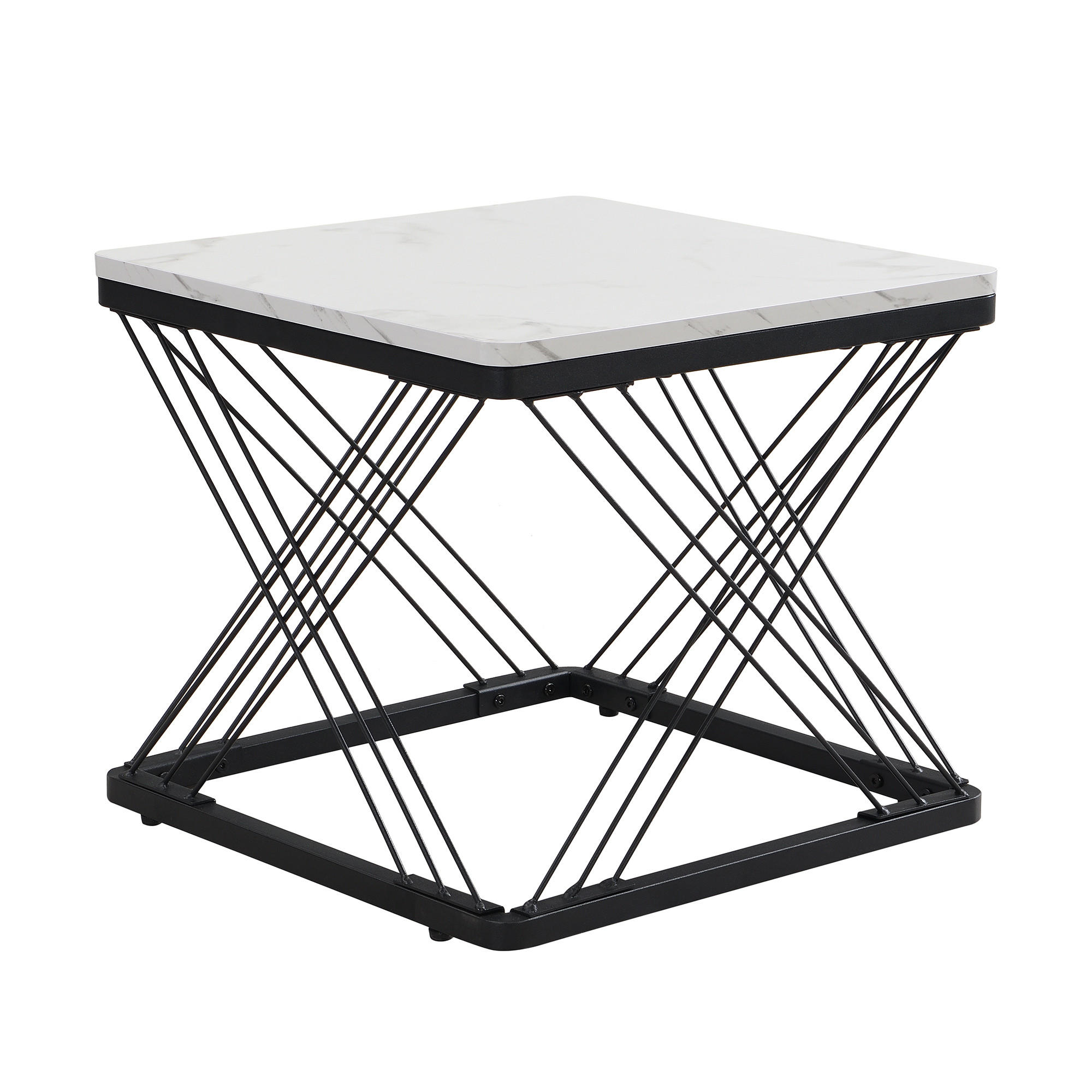 COUCHTISCH DE-170 Hochglanz Marmoroptik - Weiß, Holzwerkstoff (60/60/45cm) - ComfortXL