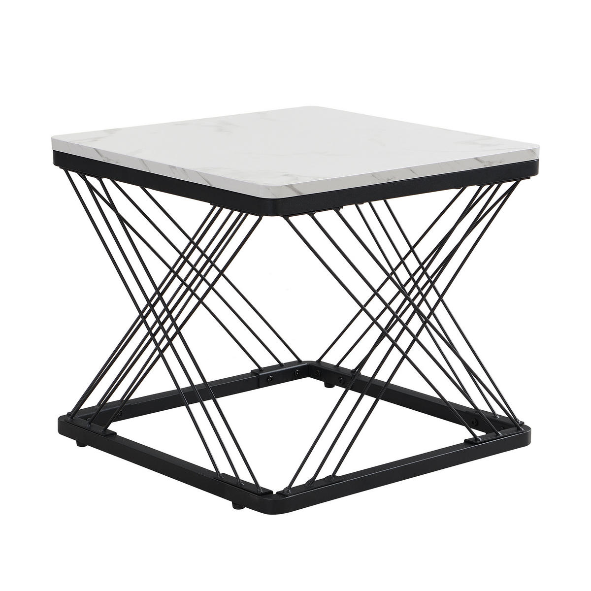 COUCHTISCH DE-170 Hochglanz Marmoroptik - Weiß, Holzwerkstoff (60/60/45cm) - ComfortXL