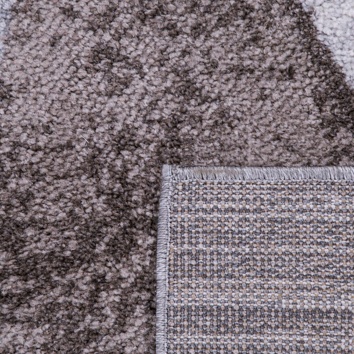 KURZFLORTEPPICH, geometrisch, aus Polypropylen, Florhöhe 9 mm, Braun-Beige, 60 x 100 cm - Beige, Textil (60/100cm) - KADIMA DESIGN