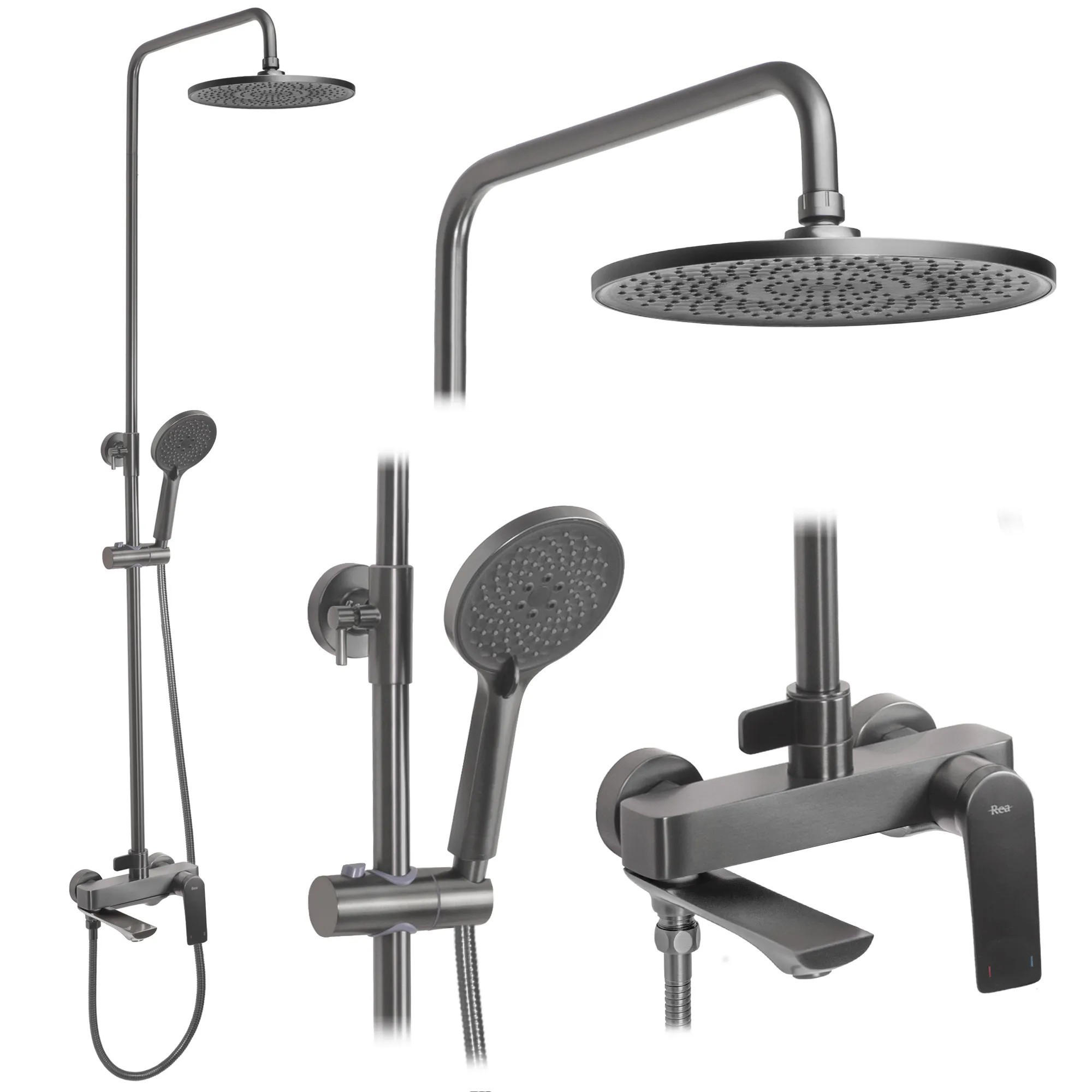 DUSCHGARNITUR Rea Avalon Titanium - Titanfarben, Metall (23/153/50cm) - REA