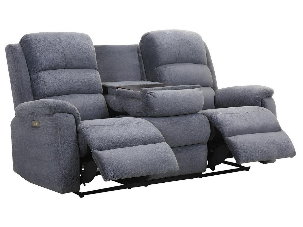SOFAGARNITUR mit Relaxfunktion - 6 Personen - Stoff - Grau - - Grau, Textil (187/103/95cm) - Vente-Unique