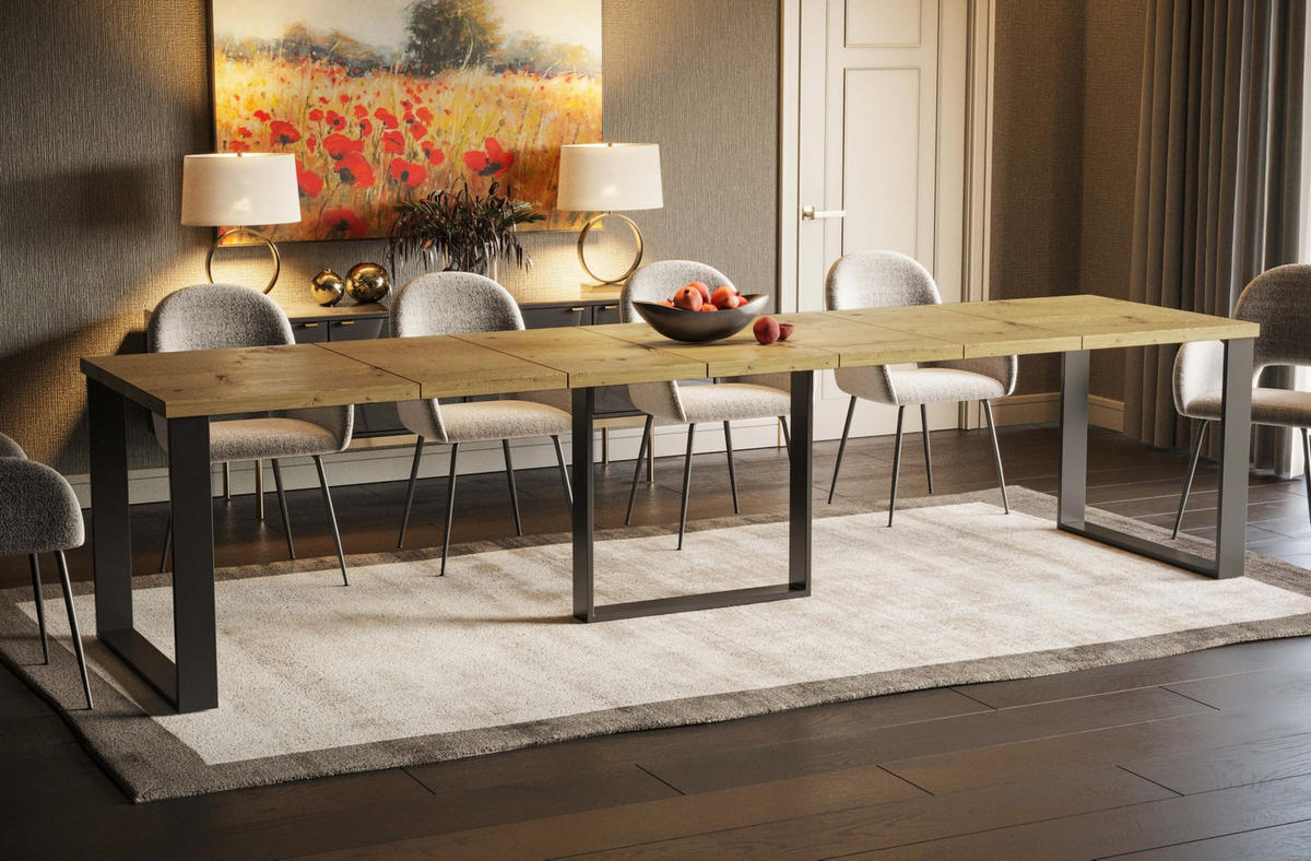 ESSTISCH Borys Max ausziehbar bis 330cm - Eiche Artisan, Holzwerkstoff (130/85/76cm) - Endo-Moebel