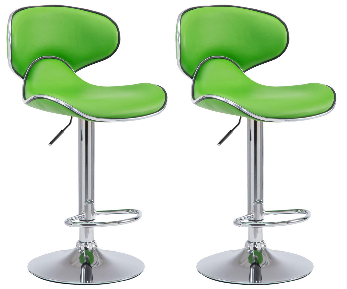BARHOCKER 2er Set Lederlook grün - Chromfarben/Grün, Textil/Metall (46/88/49cm) - CLP
