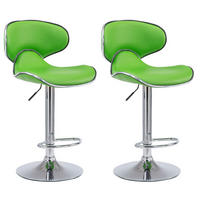 BARHOCKER 2er Set Lederlook grün - Chromfarben/Grün, Textil/Metall (46/88/49cm) - CLP