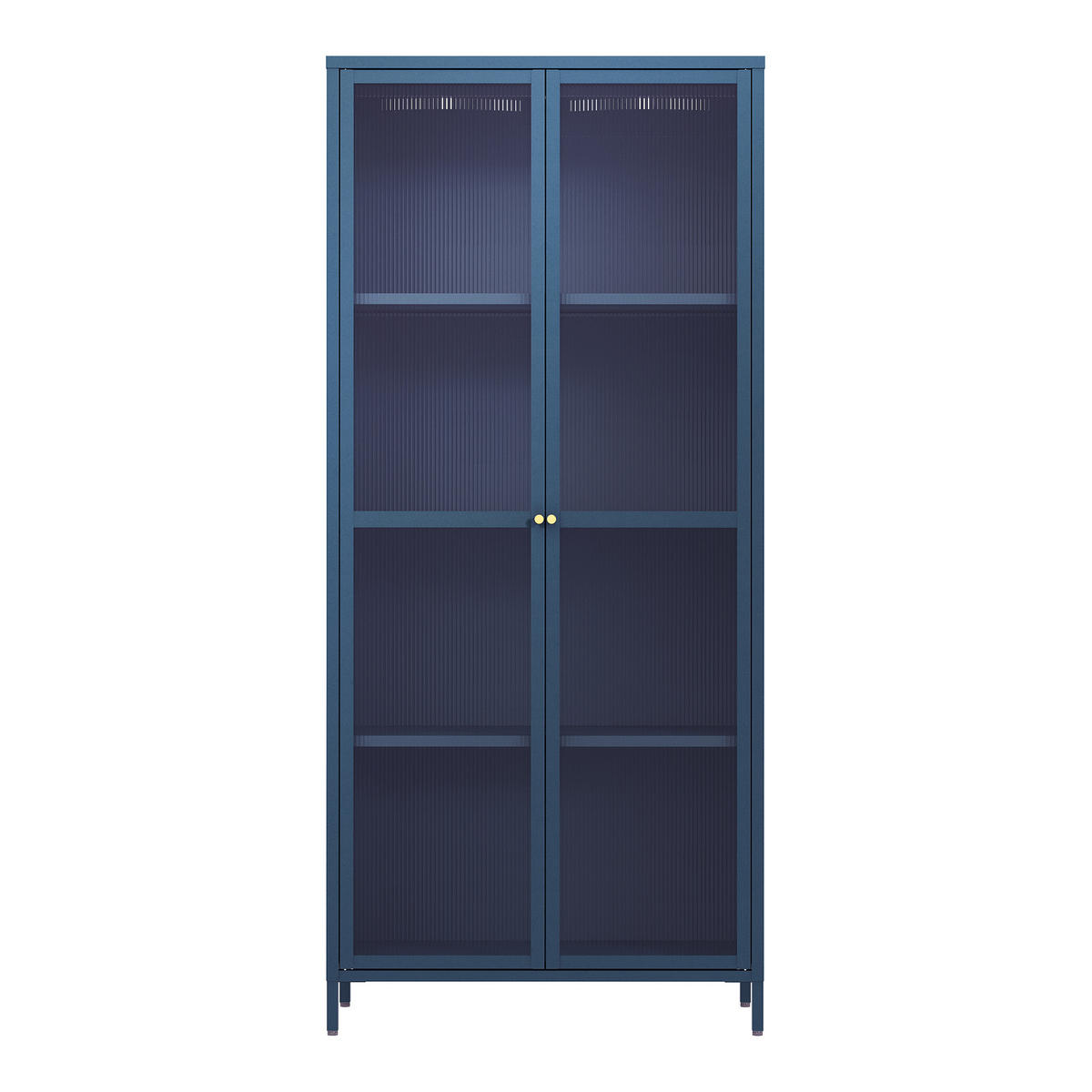 VITRINENSCHRANK Säkylä - Blau, Glas/Metall (80/180/35cm) - [en.casa]