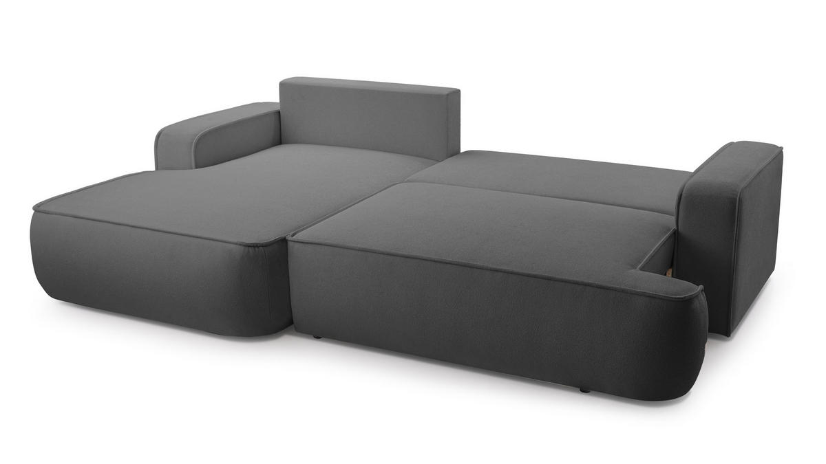 ECKSOFA L Form Ablia Dunkelgrau 267/168/87 cm mit Schlaffunktion L - Dunkelgrau/Schwarz, Kunststoff/Textil (168/267cm) - AX Living