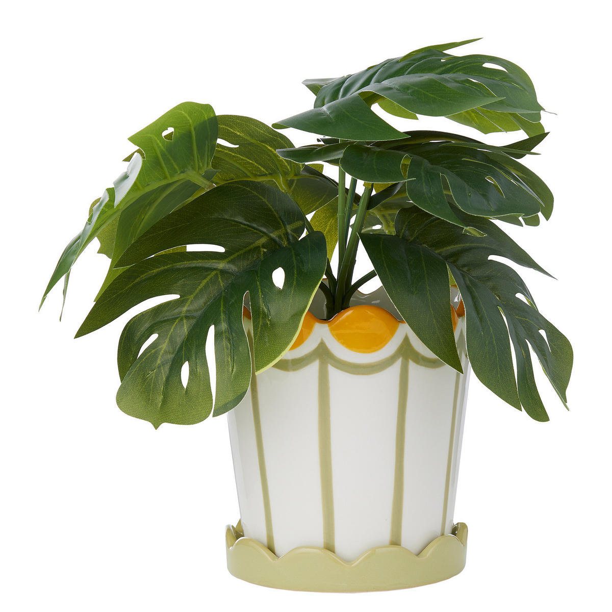 BLUMENTOPF Sundae mit Teller - Steingut - Hellgrün - Hellgrün, Keramik (14cm) - Butlers