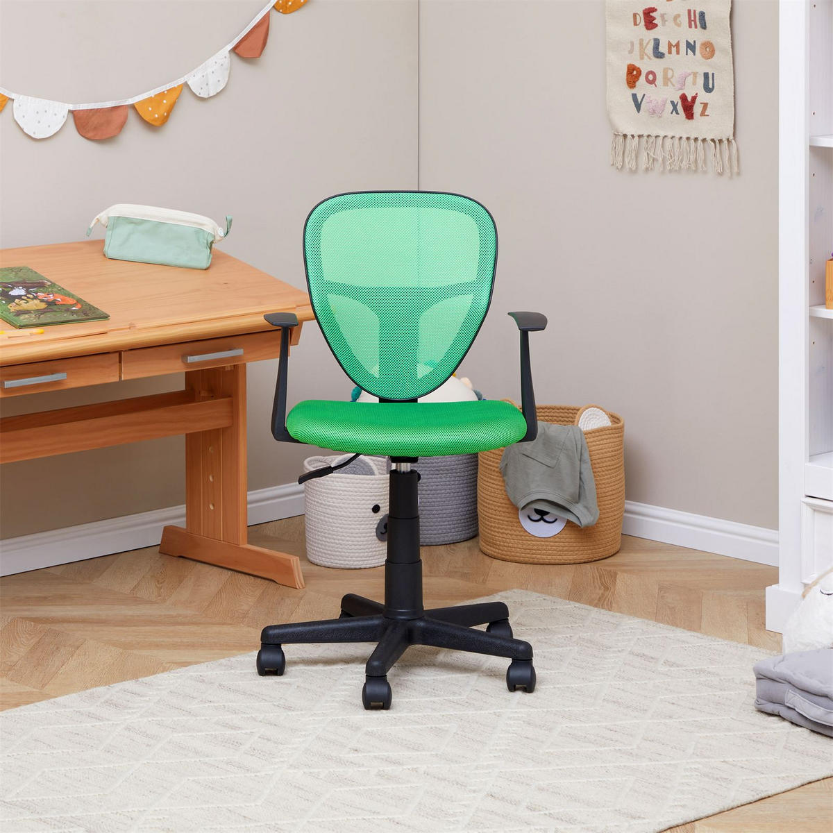 KINDERDREHSTUHL STUDIO - Dunkelgrün, Textil (53/92/52cm) - CARO-Möbel