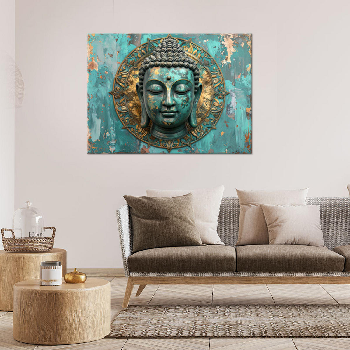 LEINWANDBILD Zen und Orientalisch 120x80cm - Türkis, Textil (120/80cm) - Feeby