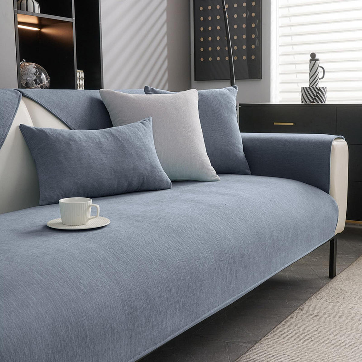 SOFAÜBERWURF Blaugrau 1 Stück - Blaugrau, Textil (70/70cm) - Coonoor