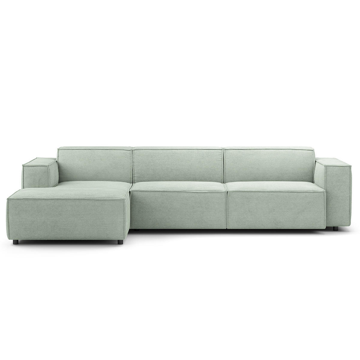 ECKSOFA mit Longchair - Schwarz/Mintgrün, Kunststoff/Textil (294/177cm) - home24