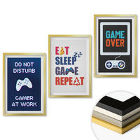 WANDBILDER 3er Set - 40x60 cm Goldrahmen - Untertitel für die Spieleunterhaltung - Goldfarben, Kunststoff (40/60cm) - ArtPrintCave