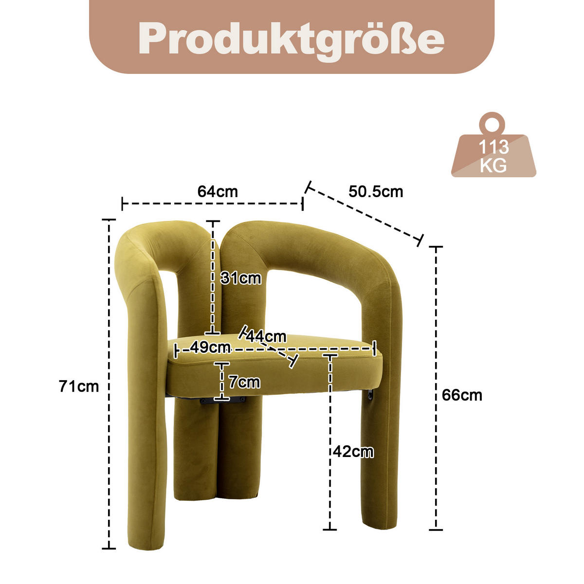 ESSZIMMERSTUHL 2er-Set aus Samt mit Metallbeinen - Olivgrün, Textil (64/71/50.5cm)