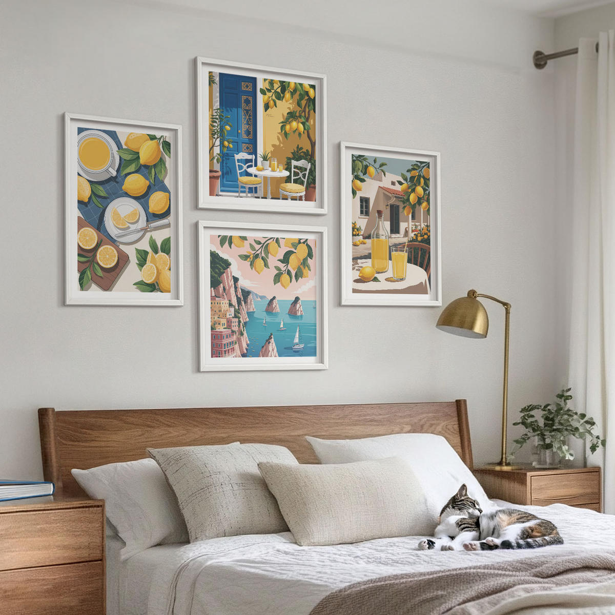 BILDER SET 4er Set - 50x50 cm & 40x60 cm Weißer Rahmen - Patio Sun Limonade - Weiß, Kunststoff (50/50cm) - TULUP