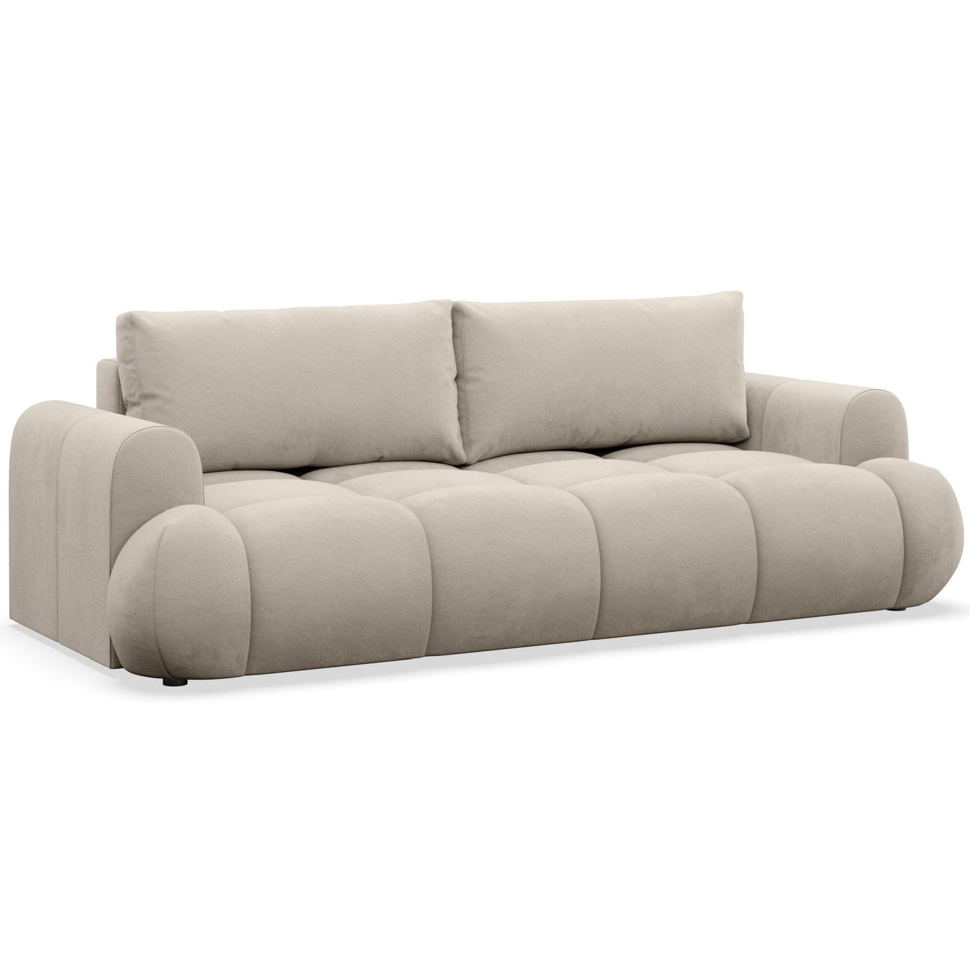 3-SITZER SOFA Ombo Doce Beige wasserabweisender Samt - Beige/Schwarz, Kunststoff/Textil (250/92/110cm) - Selsey