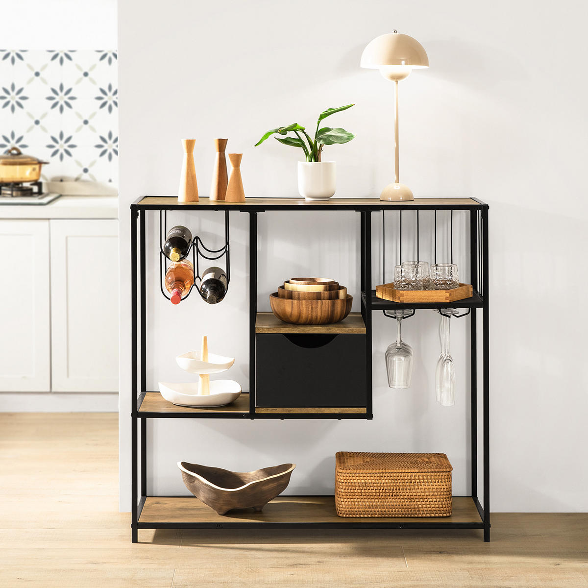 KÜCHENREGAL Vintage Braun - Naturfarben, Holzwerkstoff (100/95/33cm) - SoBuy