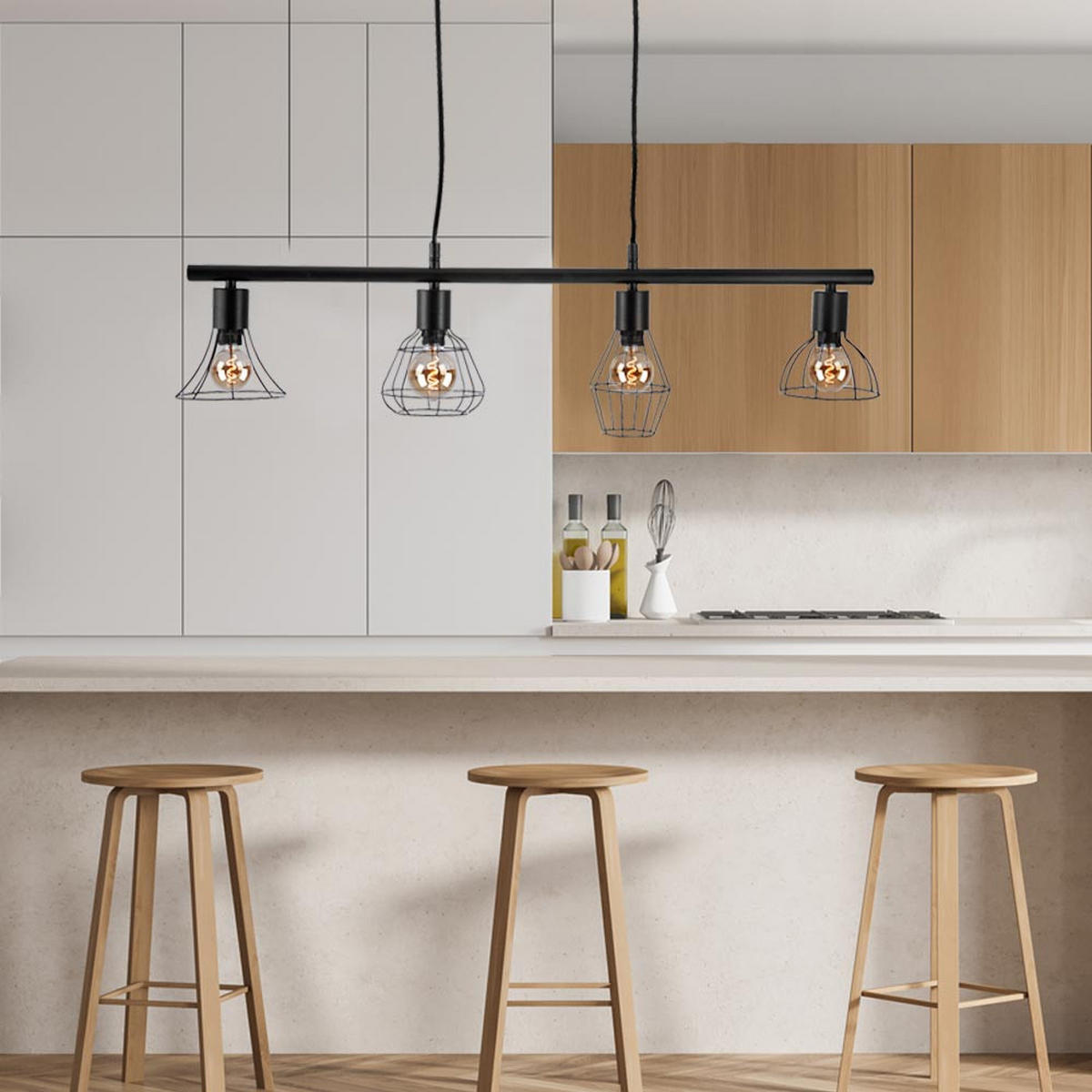LED HÄNGELEUCHTE Metall Schwarz Gitteroptik - Schwarz, Metall (75/13/150cm)