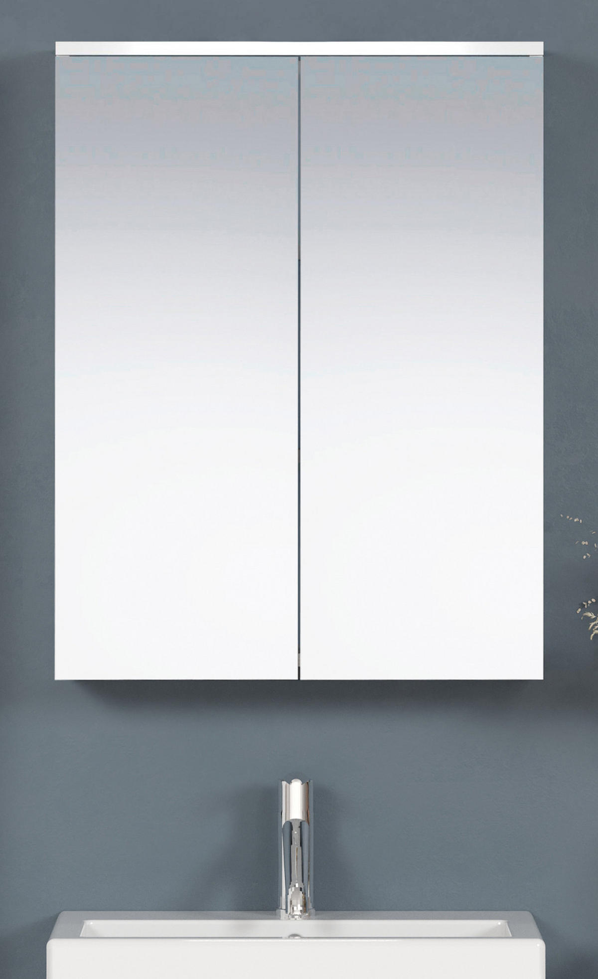SPIEGELSCHRANK weiß 60 x 78 cm, Badschrank 2-türig - Silberfarben, Glas/Holzwerkstoff (60/78/18cm) - Top.Furn