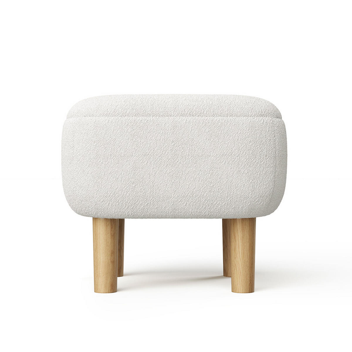 POLSTERHOCKER 45/45/36 cm Gummibaumholzbeine Leinen Beige - Beige/Naturfarben, Holz/Textil (45/36/45cm) - Livingandhome