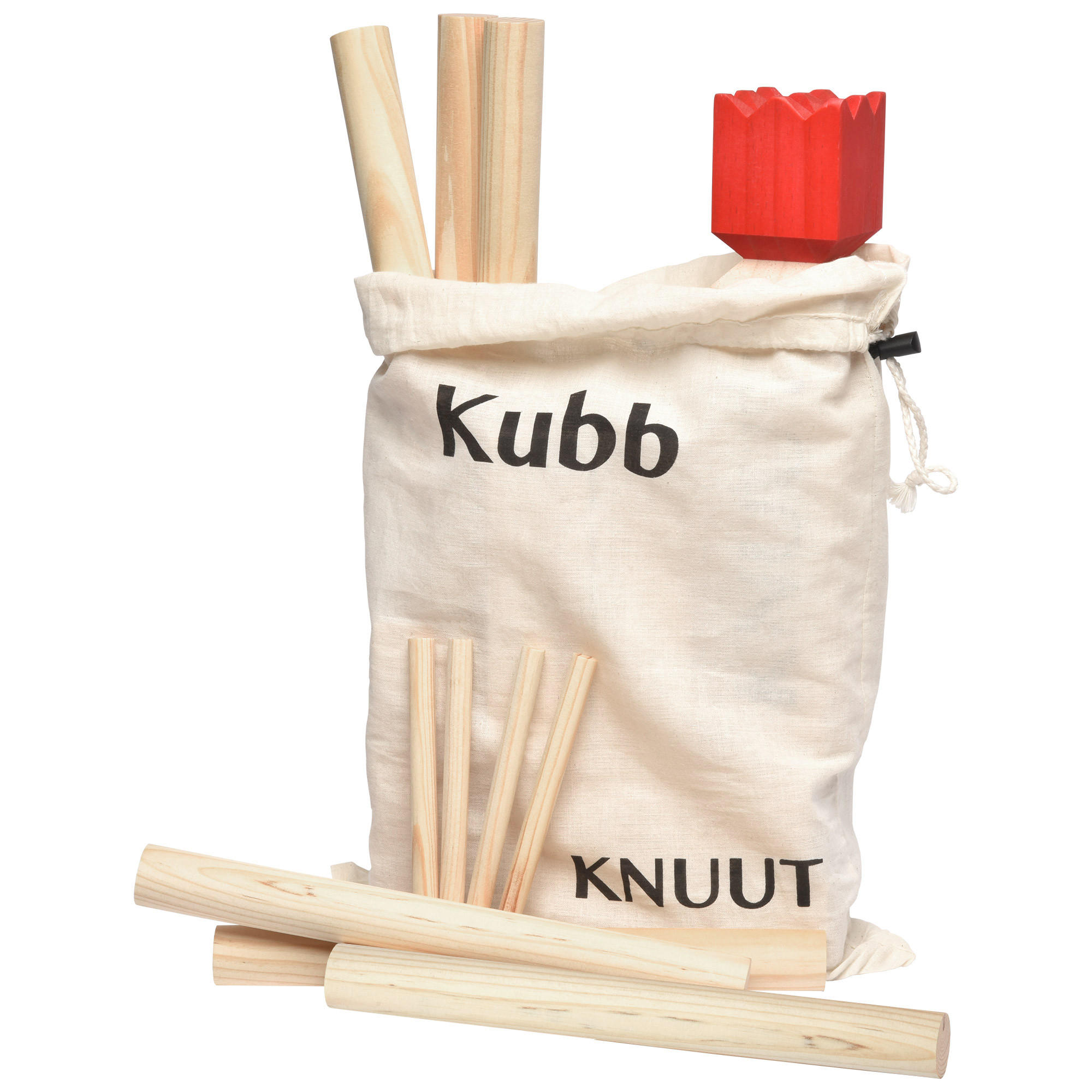 KUBB Knuut mit Stoffbeutel - Braun, Holz (20/30cm) - Toyfel