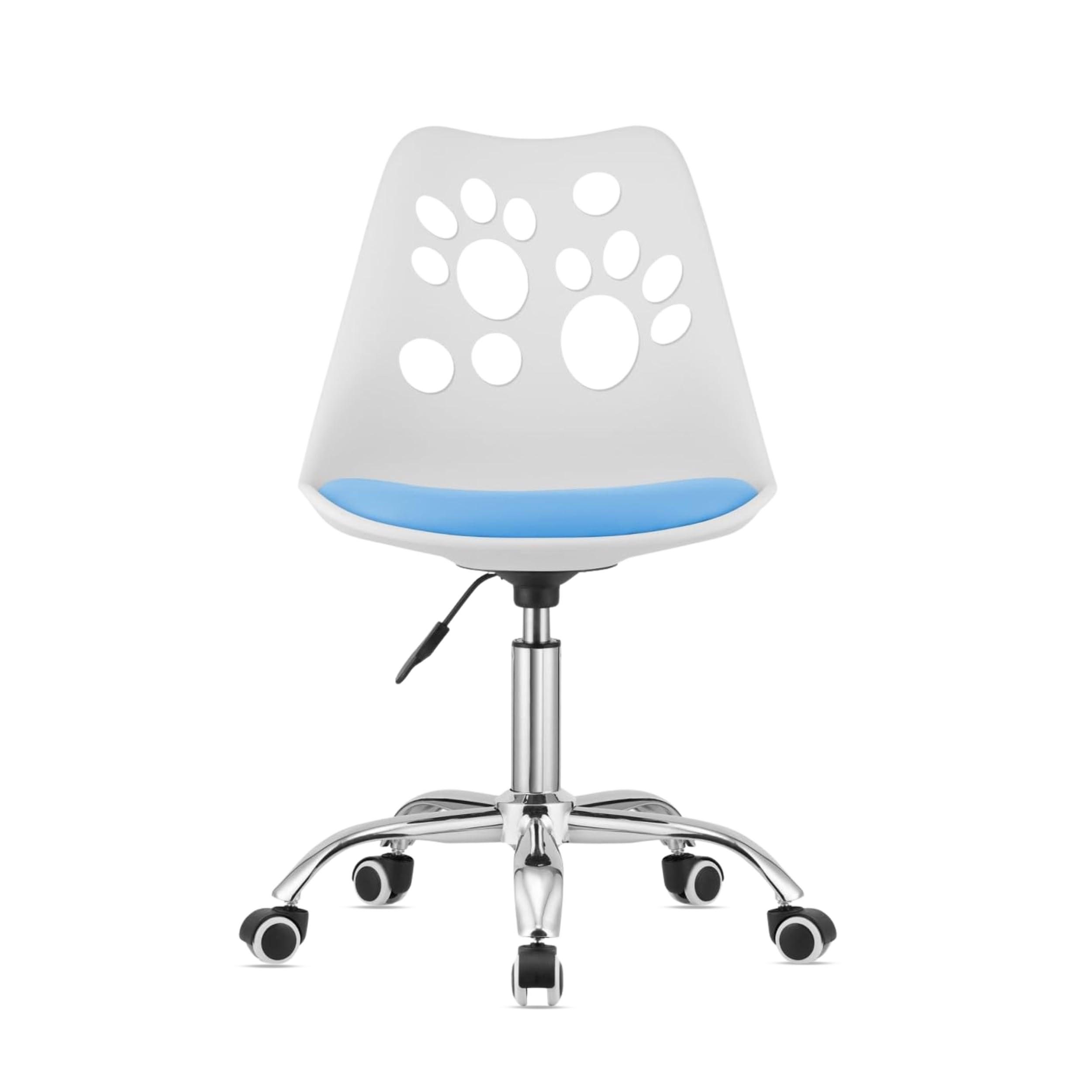 BÜRODREHSTUHL Weiß/Blau, Höhenverstellbar, Rollen, Ohne Armlehnen, Ergonomisch Für Büro Und Schlafzimmer - Weiß, Textil (51/94/58cm) - Best For Home