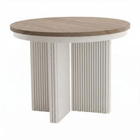 ESSTISCH Prestige runder Design-Tisch, ausziehbar Ø 100–180 cm, Walnuss+Kaschmir - Kaschmir/Walnussfarben, Metall (100/100/77cm) - Beautysofa