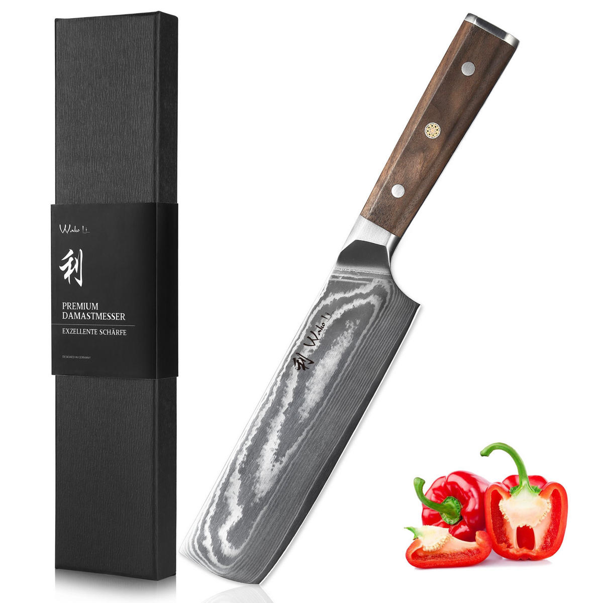 NAKIRIMESSER 18 cm - Nussbaumfarben, Holz/Metall (31cm) - Wakoli