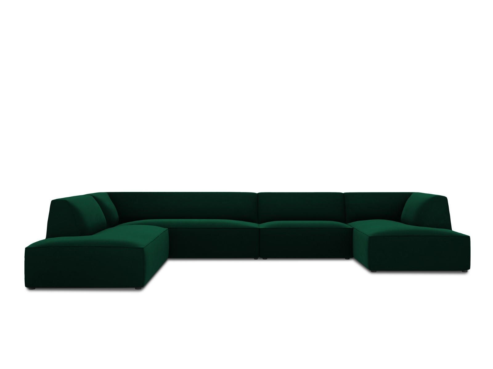 PANORAMASOFA links Ruby aus Samt flaschengrün 7 Sitzplätze - Dunkelgrün, Textil (273/69/366cm) - Micadoni