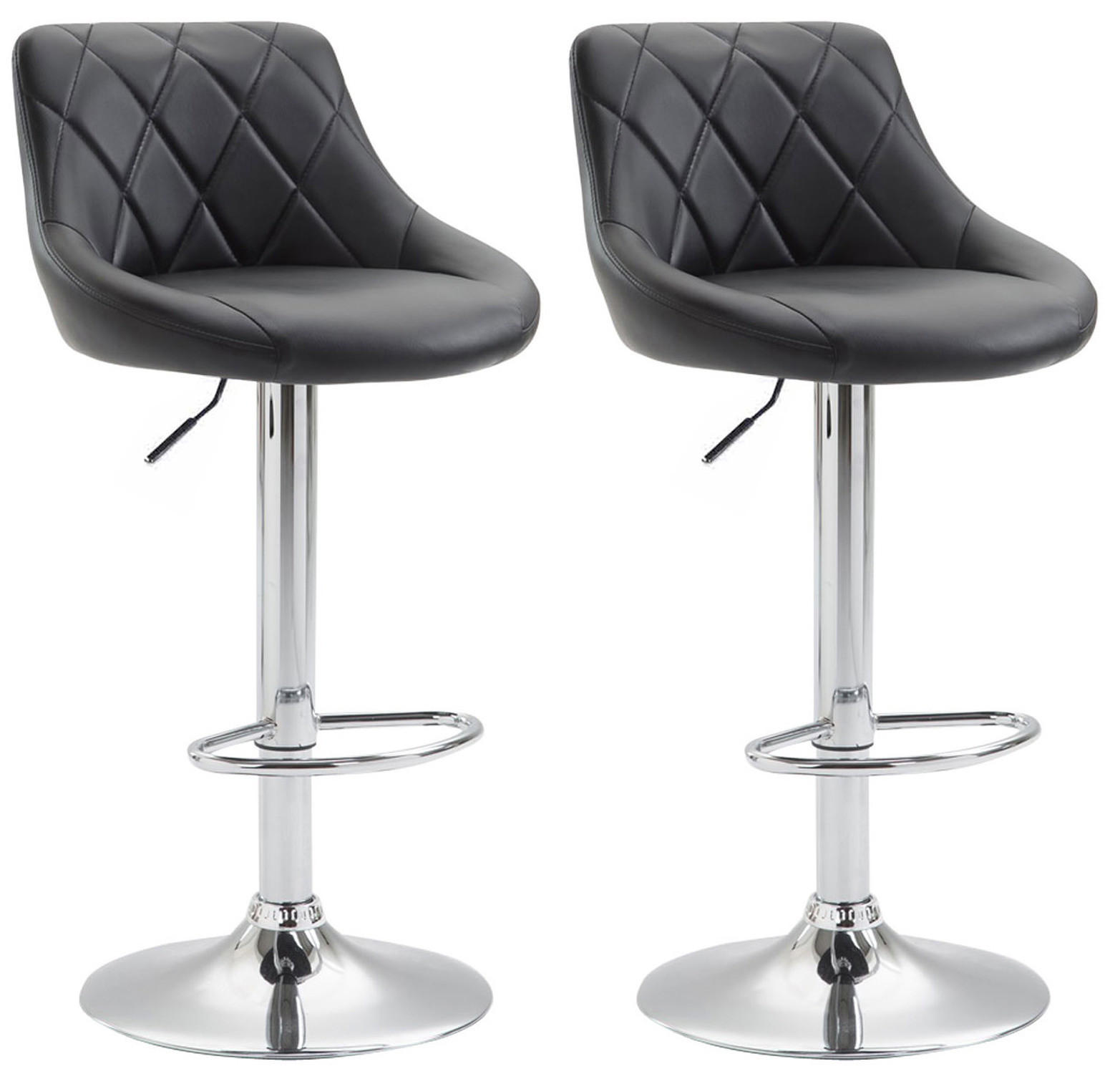 BARHOCKER Lazius, 2er Set, Gestell Metall in Chromoptik, Kunstleder Schwarz - Chromfarben/Schwarz, Kunststoff/Textil (46/100/49cm) - TPFLiving