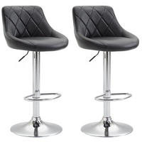 BARHOCKER Lazius, 2er Set, Gestell Metall in Chromoptik, Kunstleder Schwarz - Chromfarben/Schwarz, Kunststoff/Textil (46/100/49cm) - TPFLiving