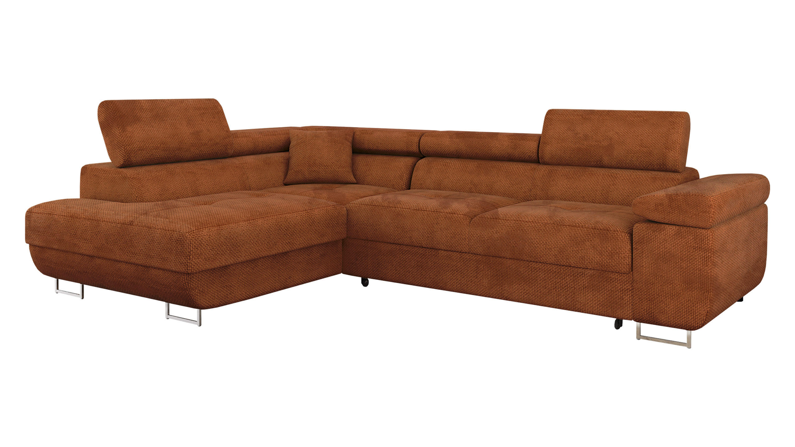 ECKSOFA Torezio, Seite: Links - Dunkelorange, Holz/Textil (274/203cm) - MIRJAN24