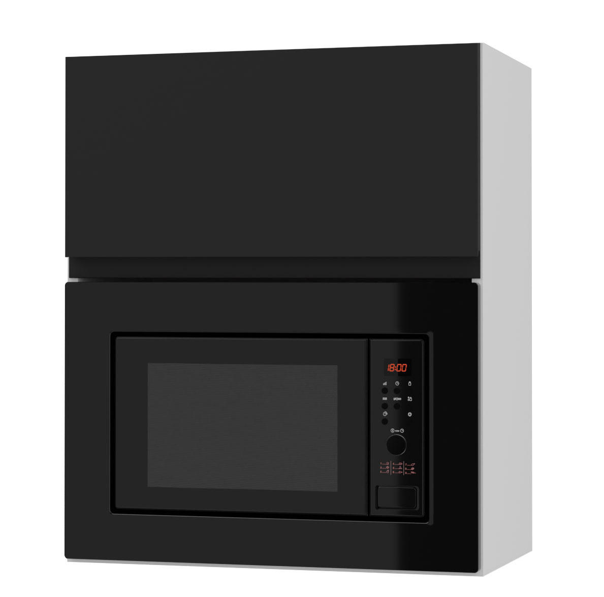 MIKROWELLENUMBAUSCHRANK Avellino W2MK/60 schwarz Acryl matt / Weiß 60 / 32,5 / 72cm - Schwarz/Weiß, Holz/Holzwerkstoff (60/72/32.5cm) - Feldmann-Wohnen