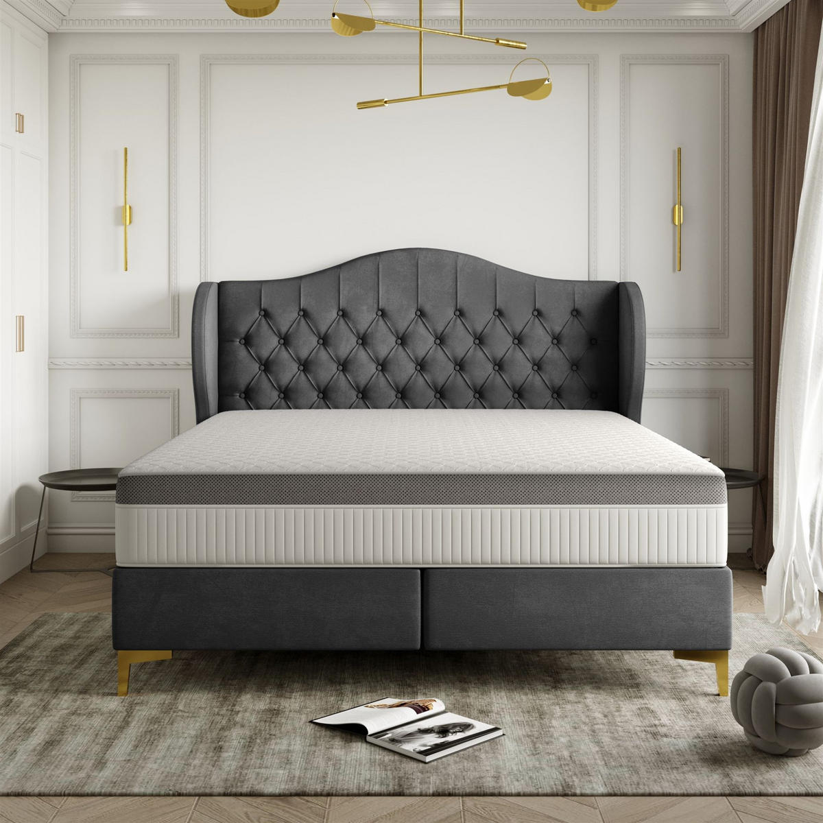 POLSTERBETT Pelagio In Whisper - Graphitfarben, Holzwerkstoff/Textil (160/200cm) - Fun Möbel