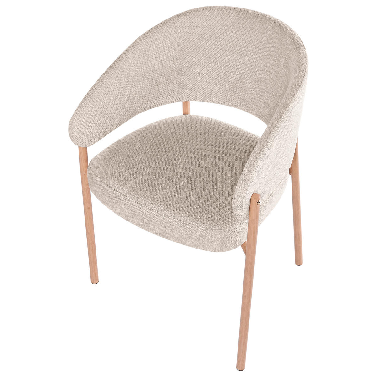 ESSZIMMERSTUHL 2er Set Stoff Hellbeige Zane - Beige/Braun, Textil/Metall (58/84/58cm) - Beliani