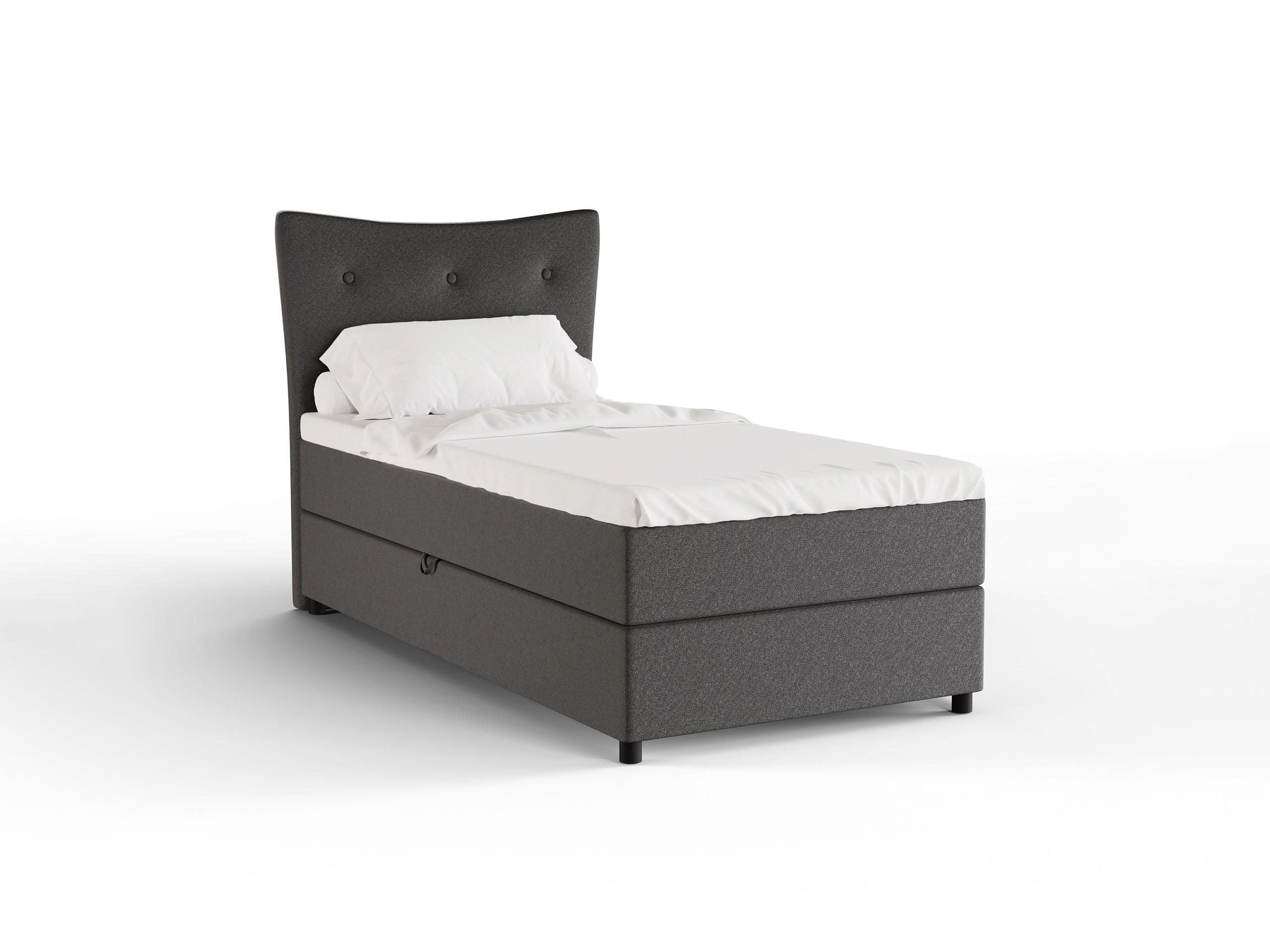 BOXBETT Nevada 100x200 cm Polsterbett mit hochwertiger Bonell-Matratze und Topper - Dunkelgrau - Anthrazit, Holz (100/200cm) - Panda Möbel